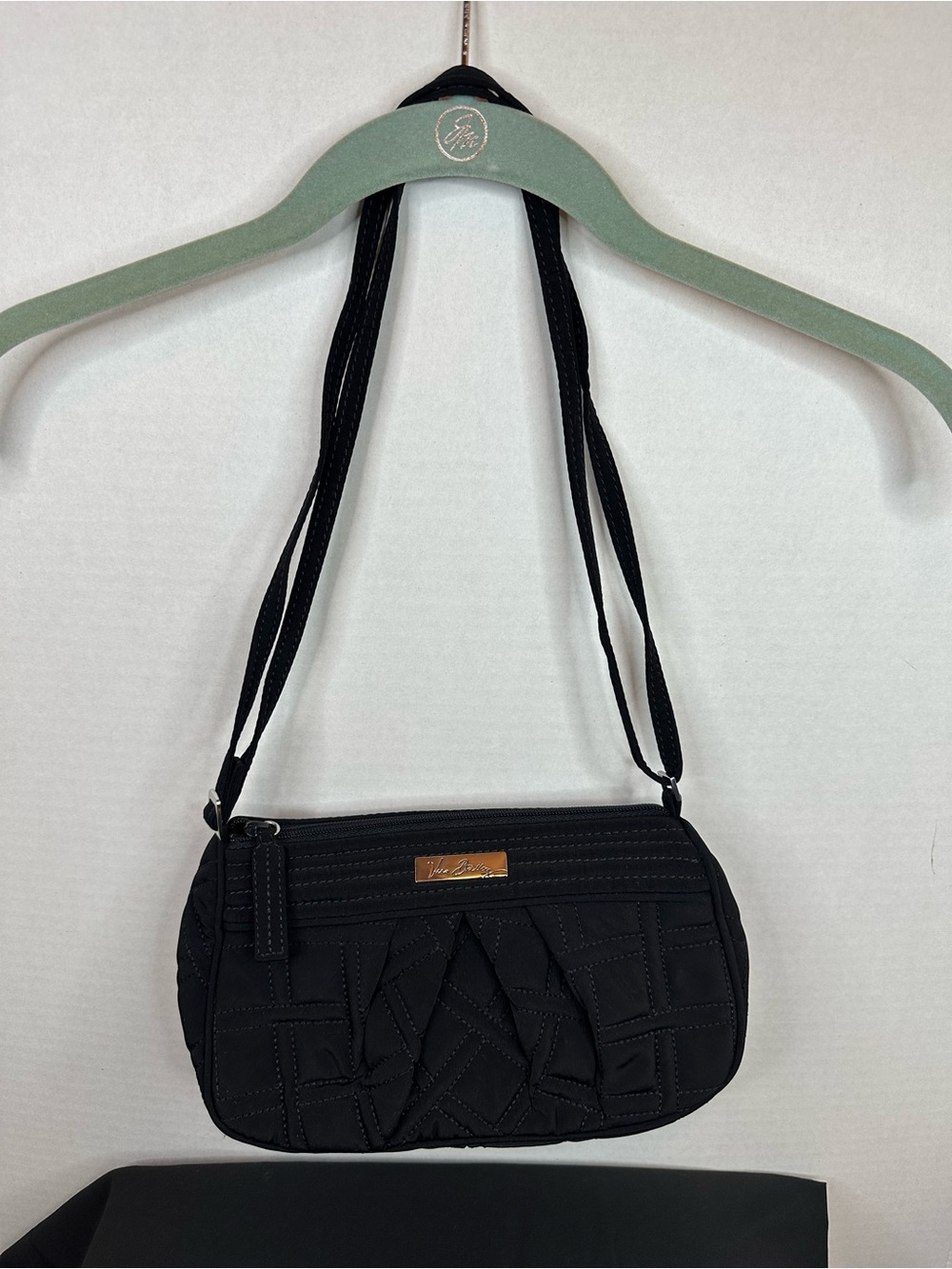 Vera Bradley Black Quilted Small Crossbody Bag w/ matching coin purse